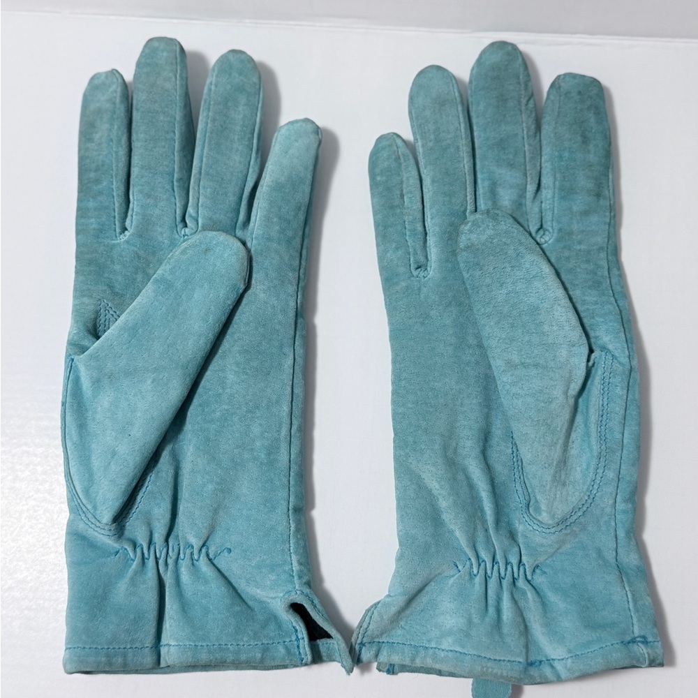 Suede Gloves Bright Aqua Teal SM
